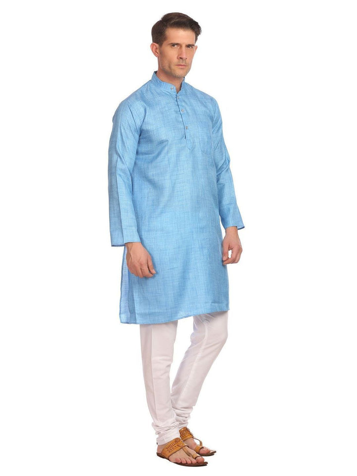 Poly-Cotton Blue Kurta Pyjama