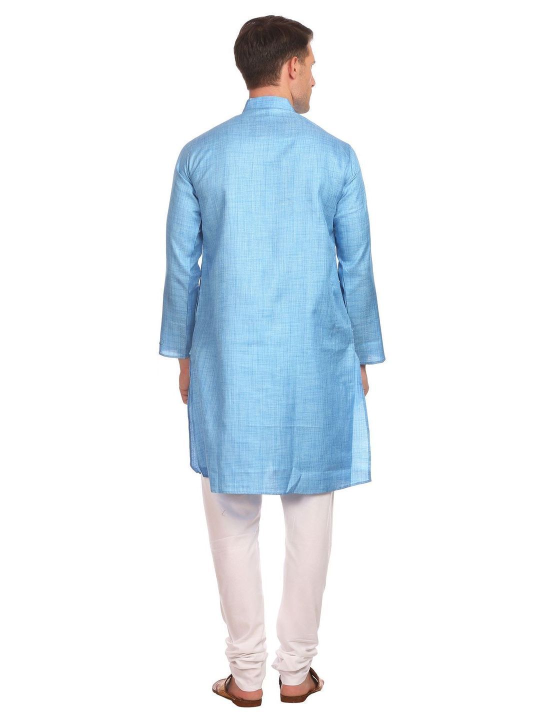Poly-Cotton Blue Kurta Pyjama