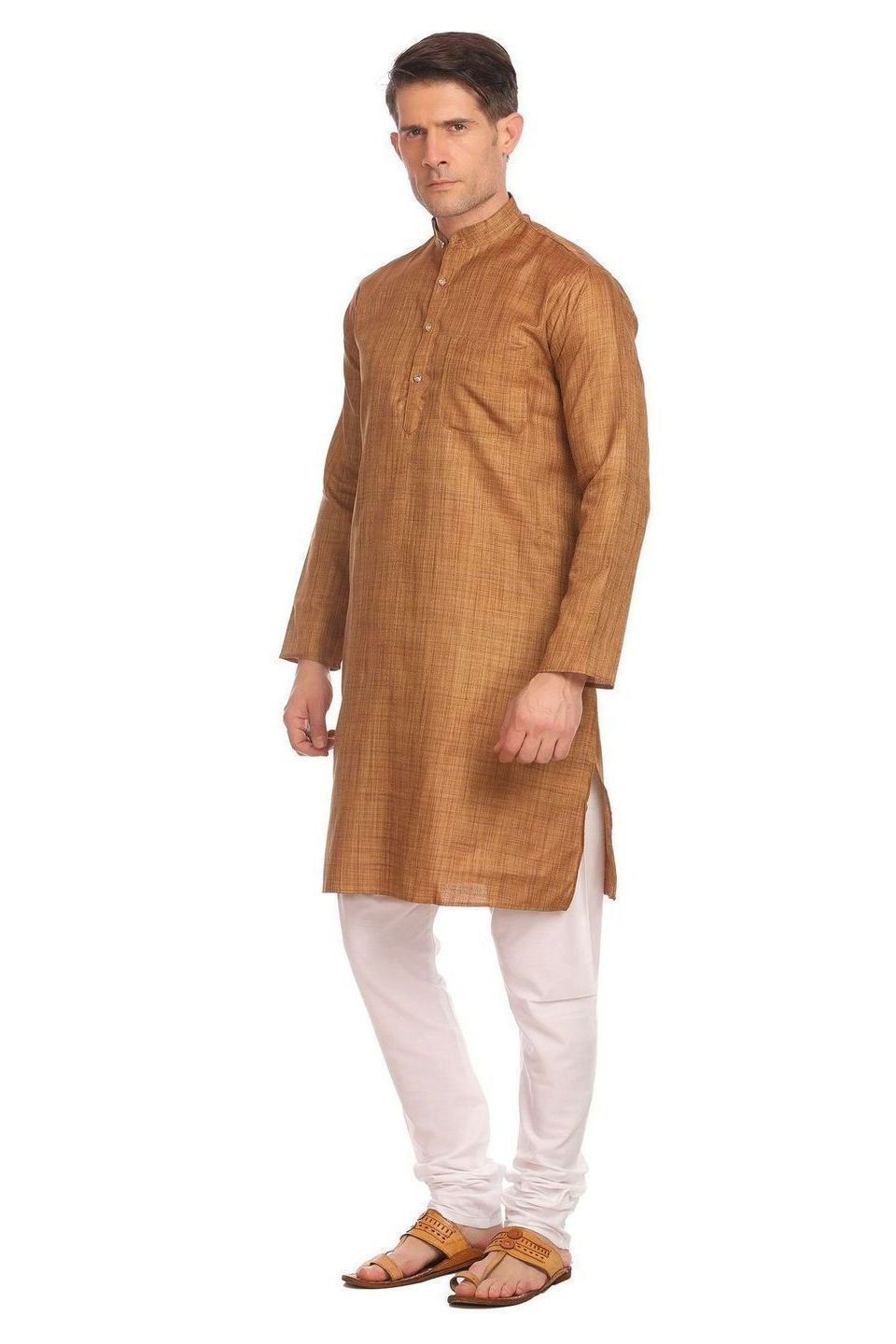 Poly-Cotton Brown Kurta Pyjama