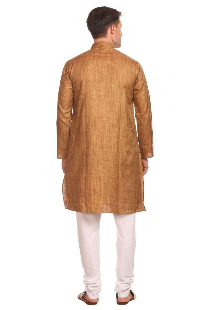Poly-Cotton Brown Kurta Pyjama