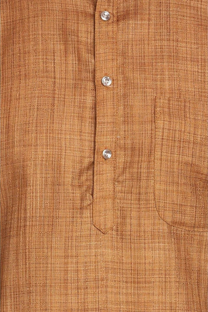 Poly-Cotton Brown Kurta Pyjama