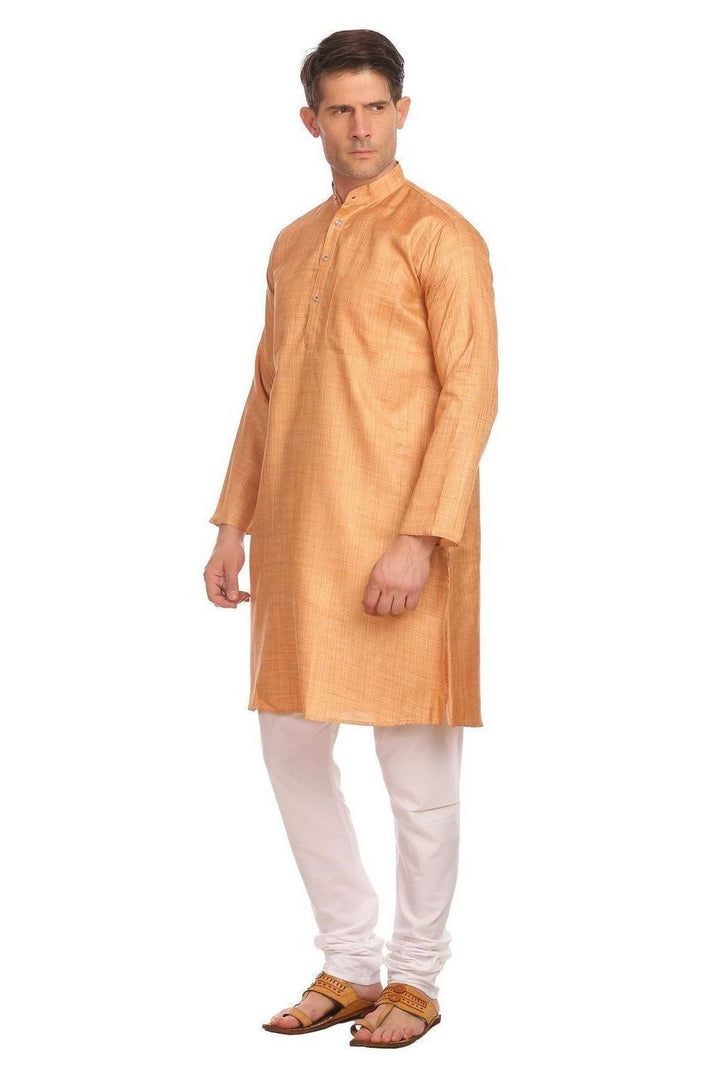 Poly-Cotton Orange Kurta Pyjama