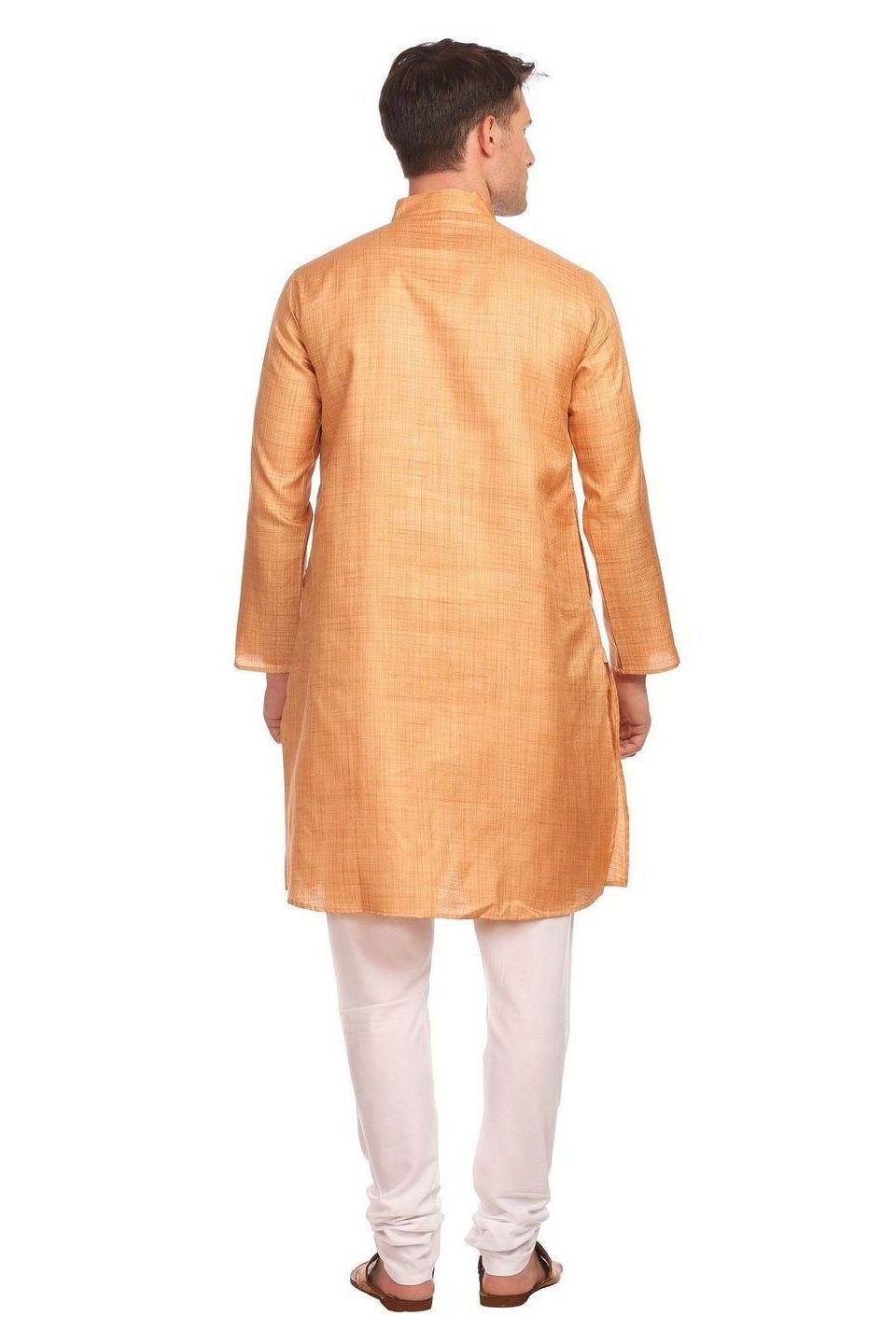 Poly-Cotton Orange Kurta Pyjama