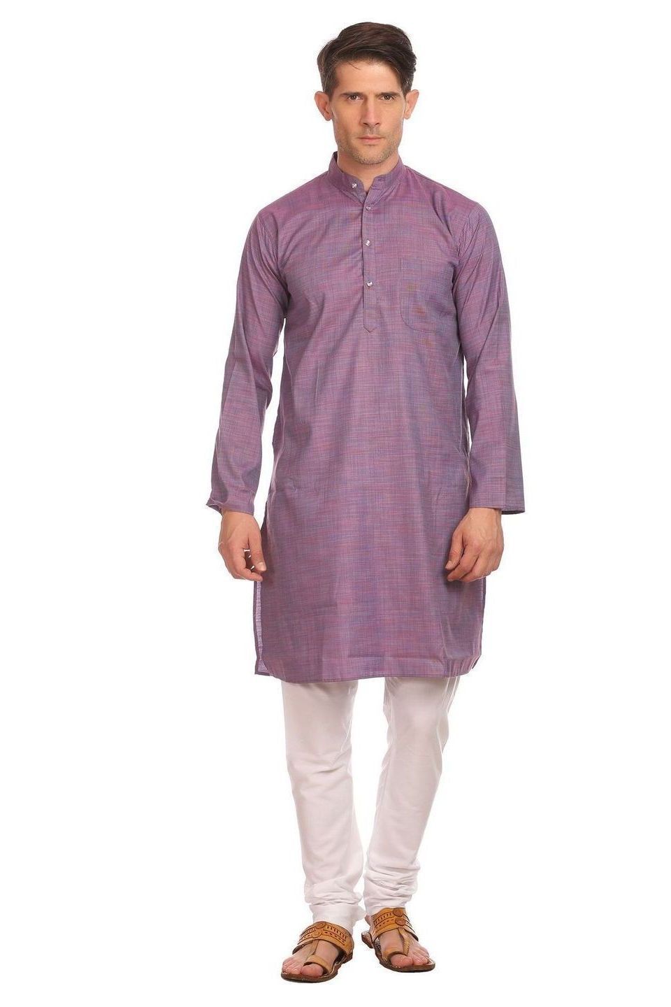Handloom Poly-Cotton Purple Kurta Pyjama