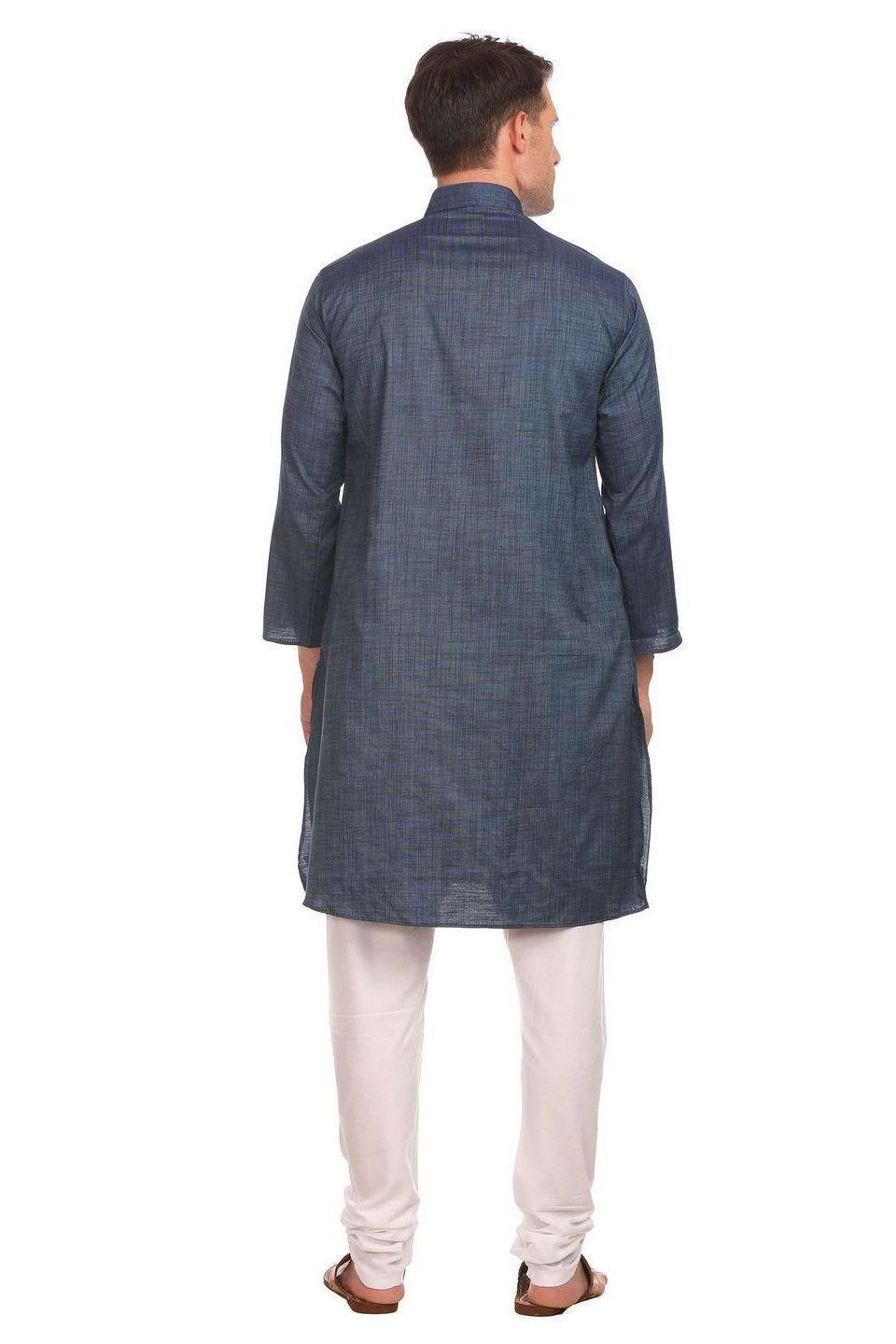 Handloom Poly-Cotton Blue Kurta Pyjama