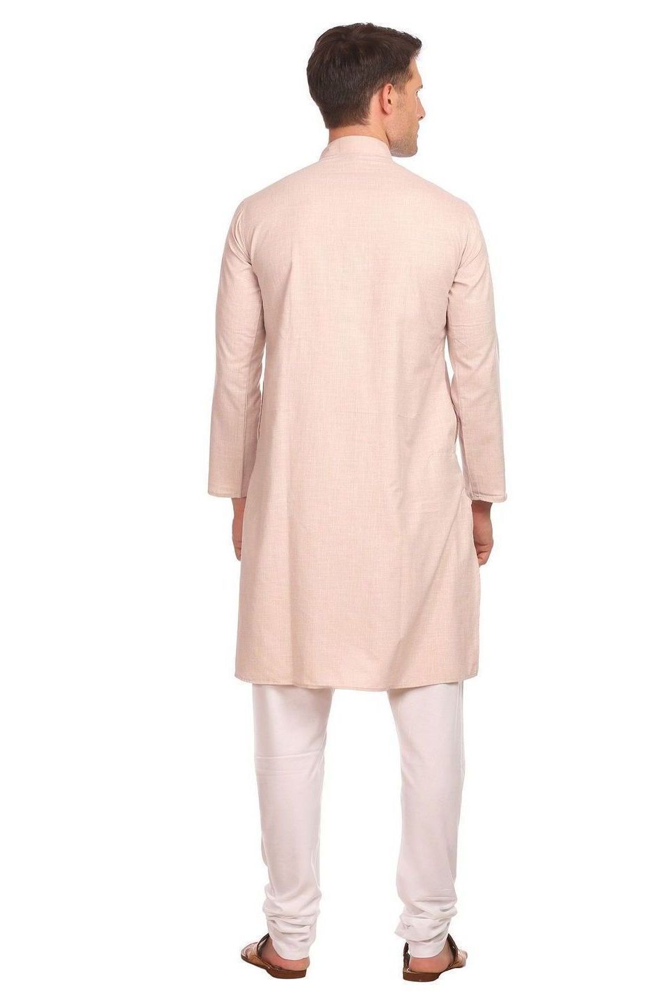 Poly-Cotton Linen Beige Kurta Pyjama