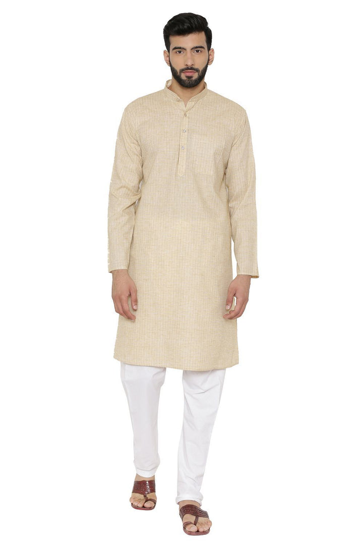 Linen Cotton Rich Yellow Kurta Pyjama