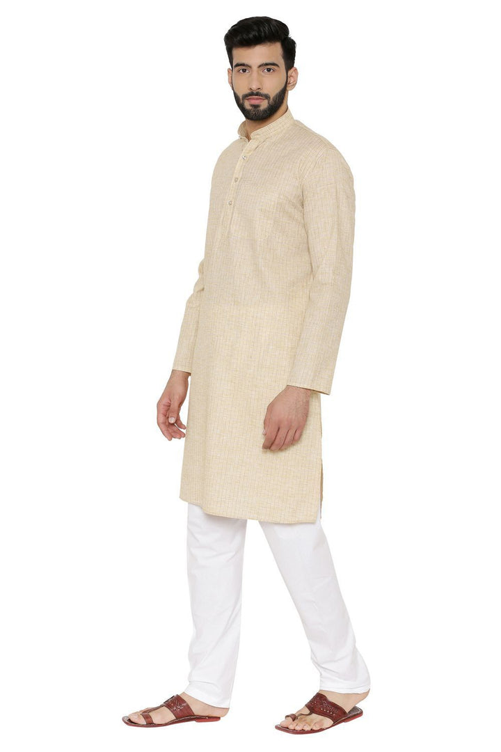 Linen Cotton Rich Yellow Kurta Pyjama