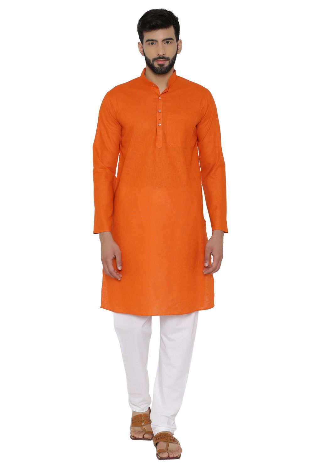 100% Cotton Orange Kurta Pyjama