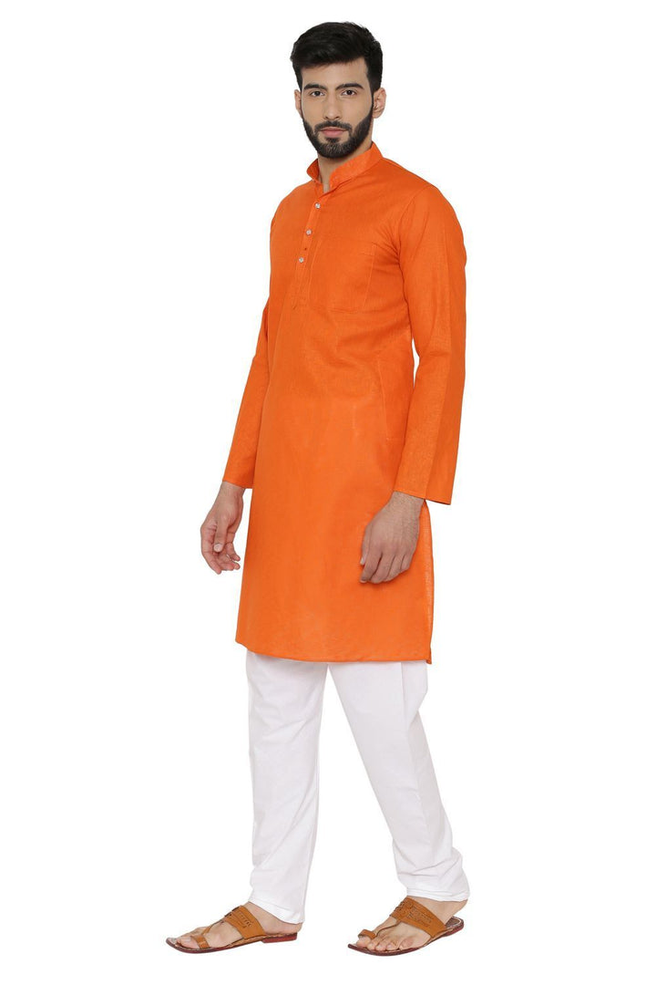 100% Cotton Orange Kurta Pyjama