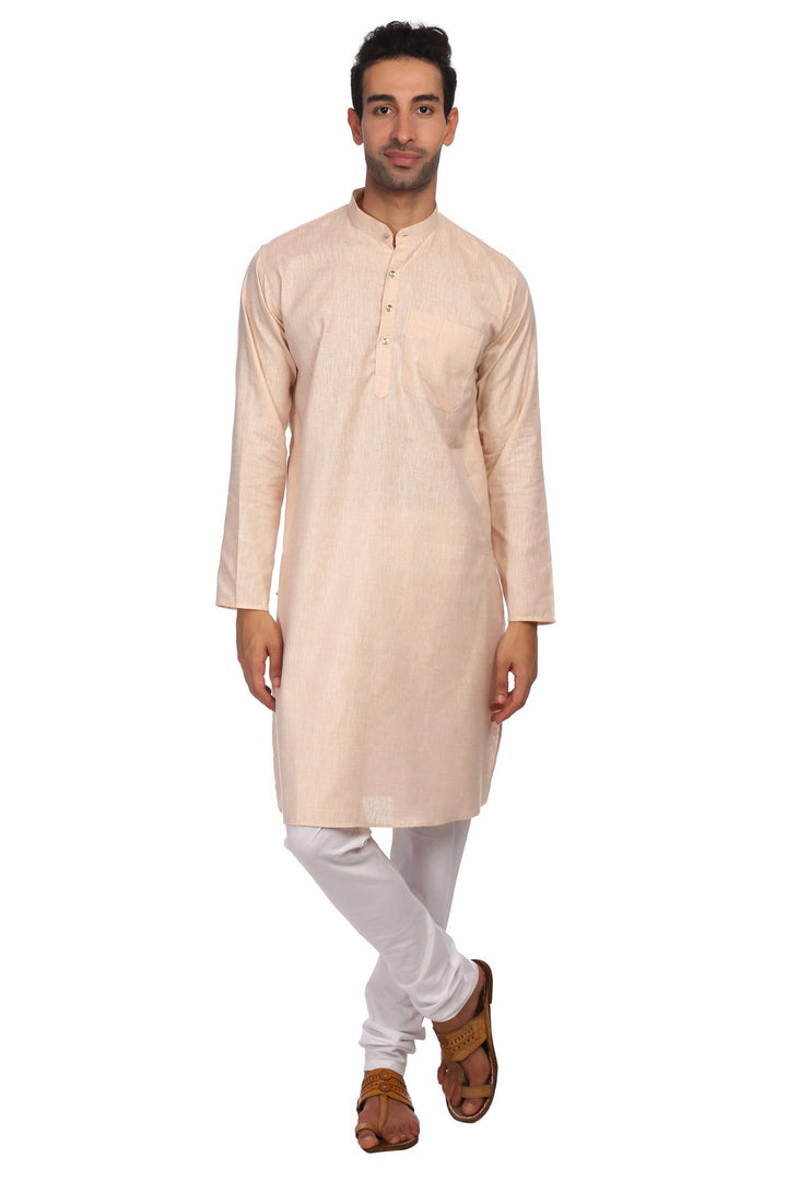 Cotton Orange Kurta Pyjama