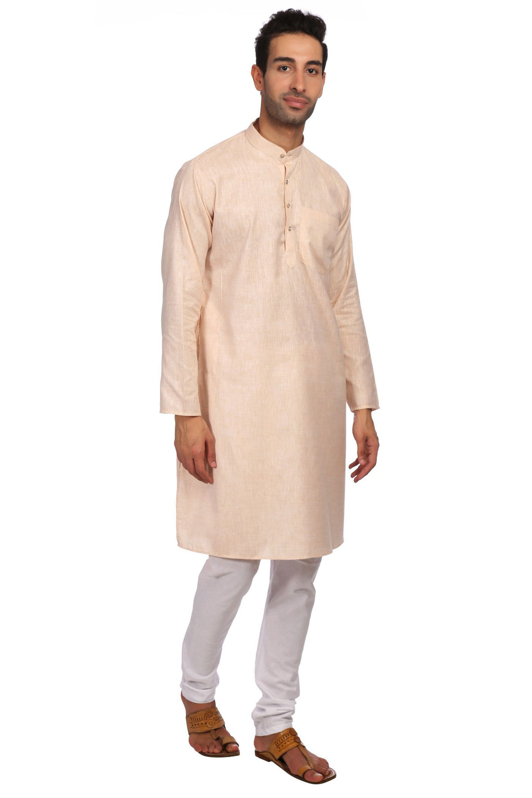 Cotton Orange Kurta Pyjama