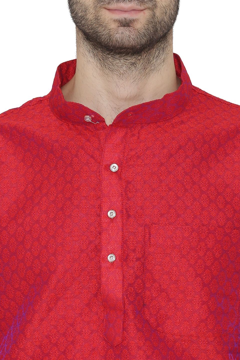 Banarasi Art Silk Red Kurta Pajama