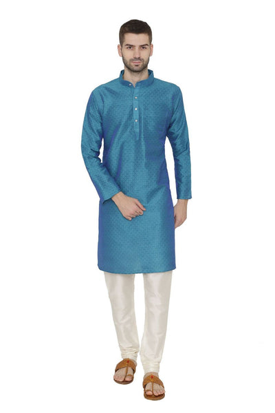 Banarasi Art Silk Turquoise Kurta Pajama