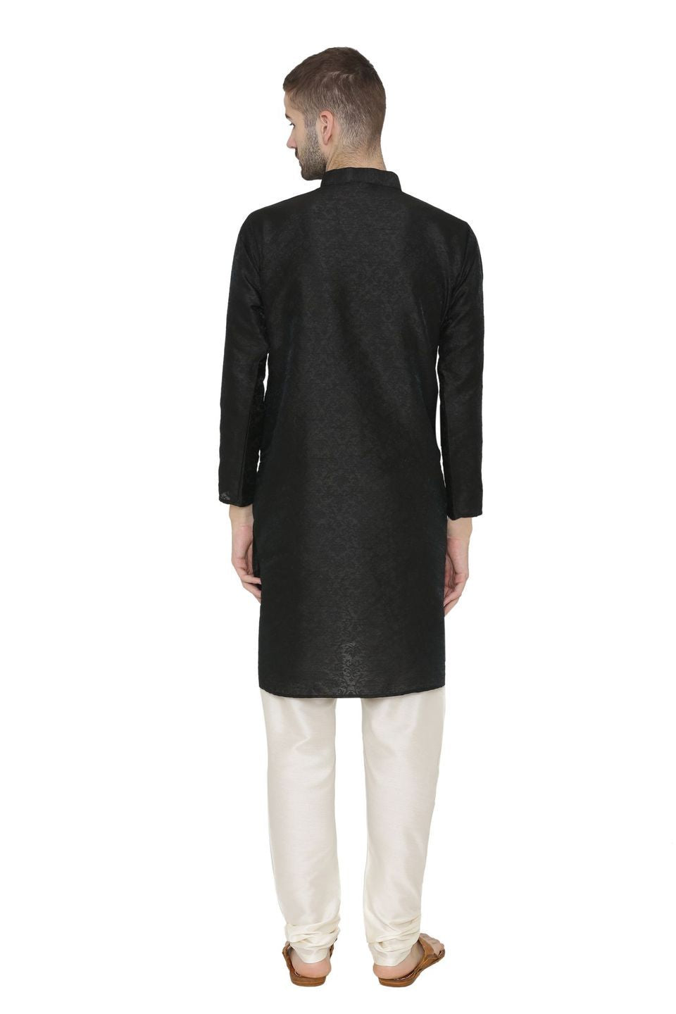 Banarasi Art Silk Black Kurta Pajama