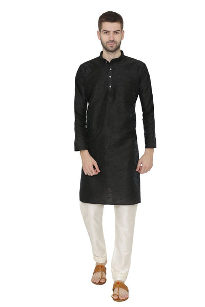 Banarasi Art Silk Black Kurta Pajama
