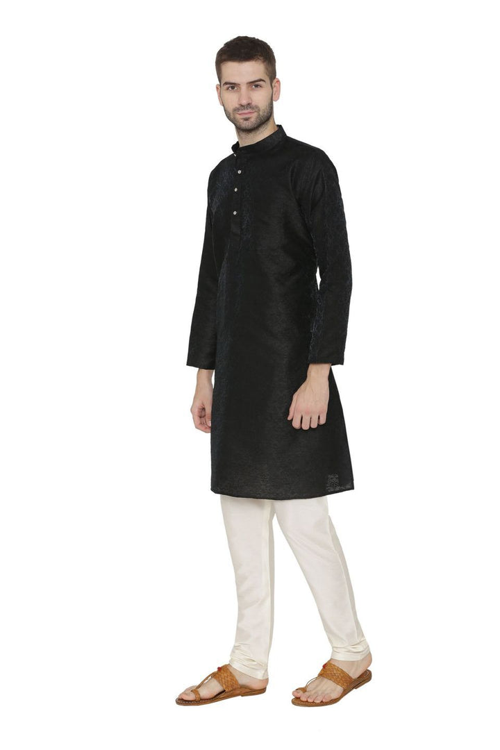 Banarasi Art Silk Black Kurta Pajama