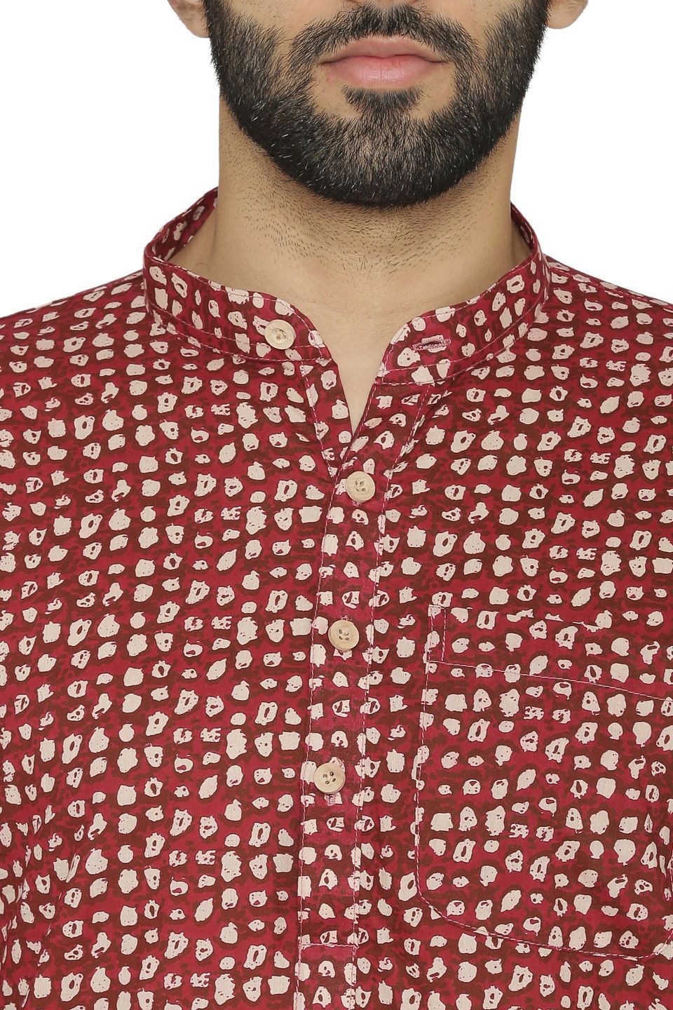 100% Jaipur Cotton Red Long Indian Kurta