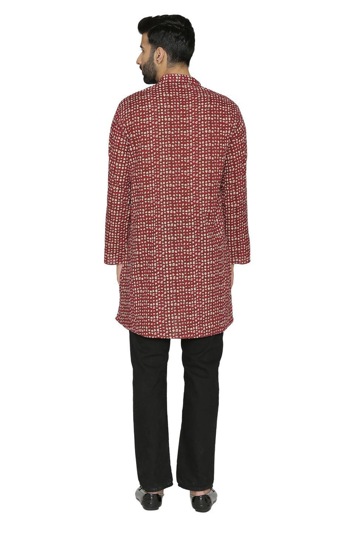 100% Jaipur Cotton Red Long Indian Kurta