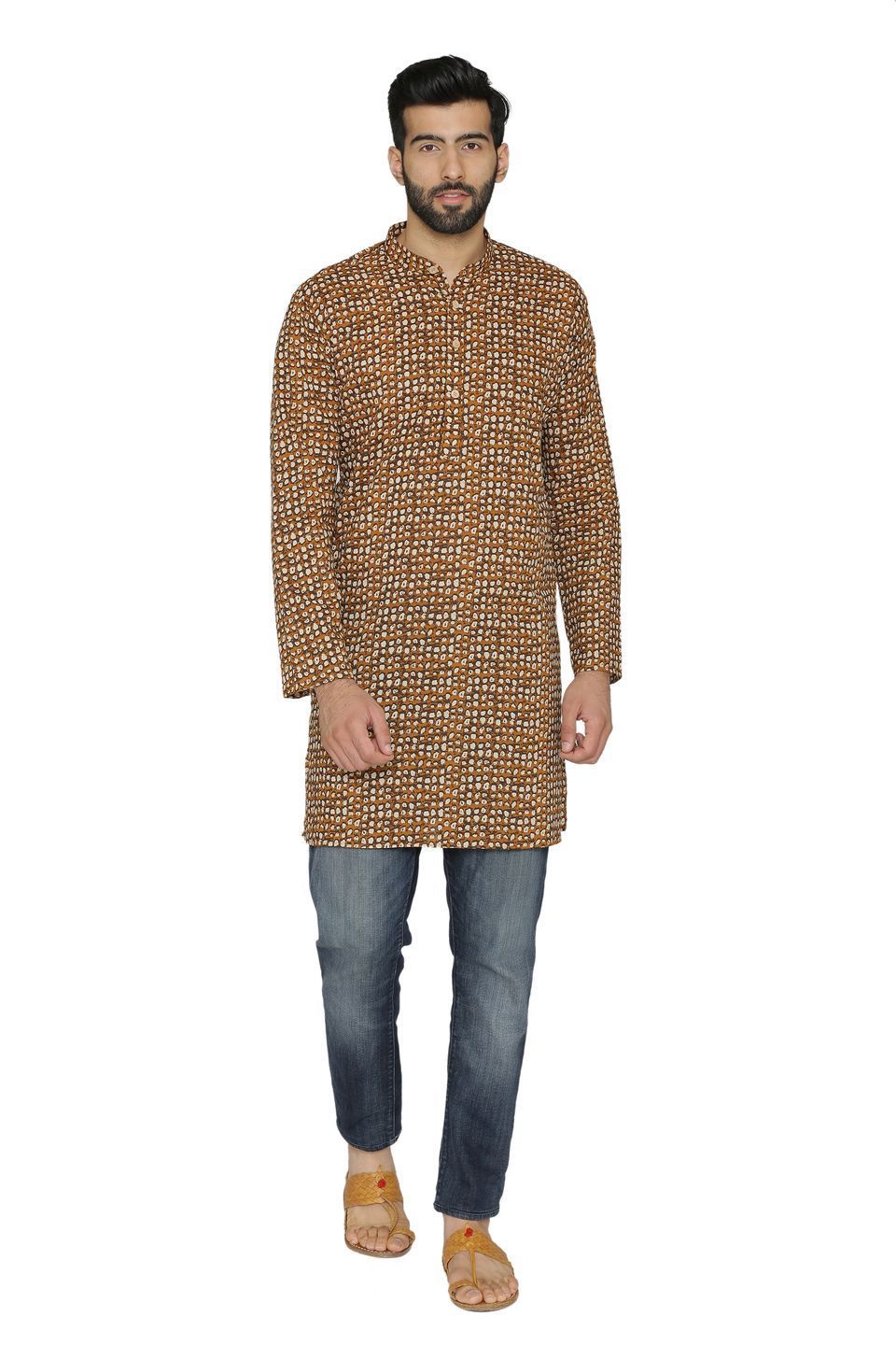 100% Cotton Yellow Long Indian Kurta
