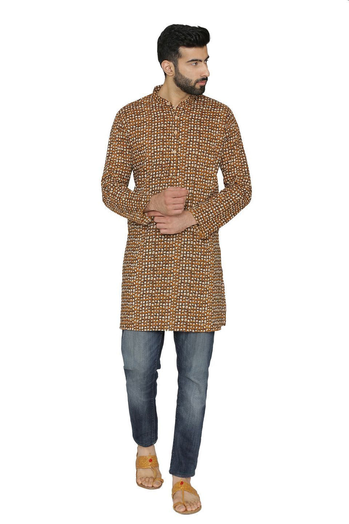 100% Cotton Yellow Long Indian Kurta