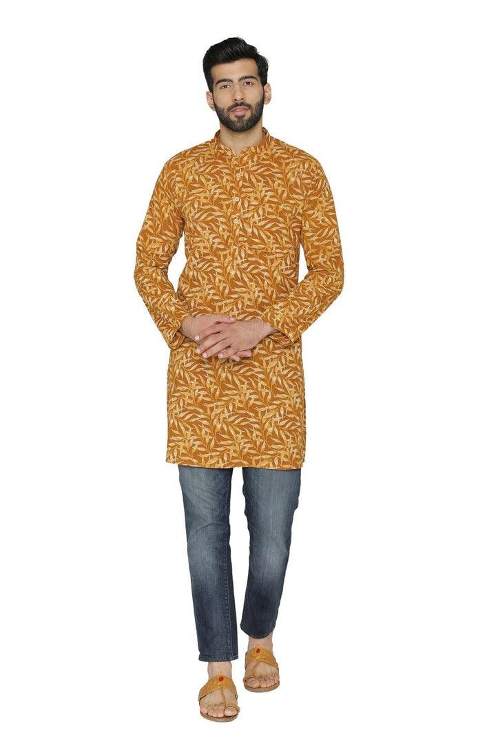 100% Cotton Yellow Long Indian Kurta