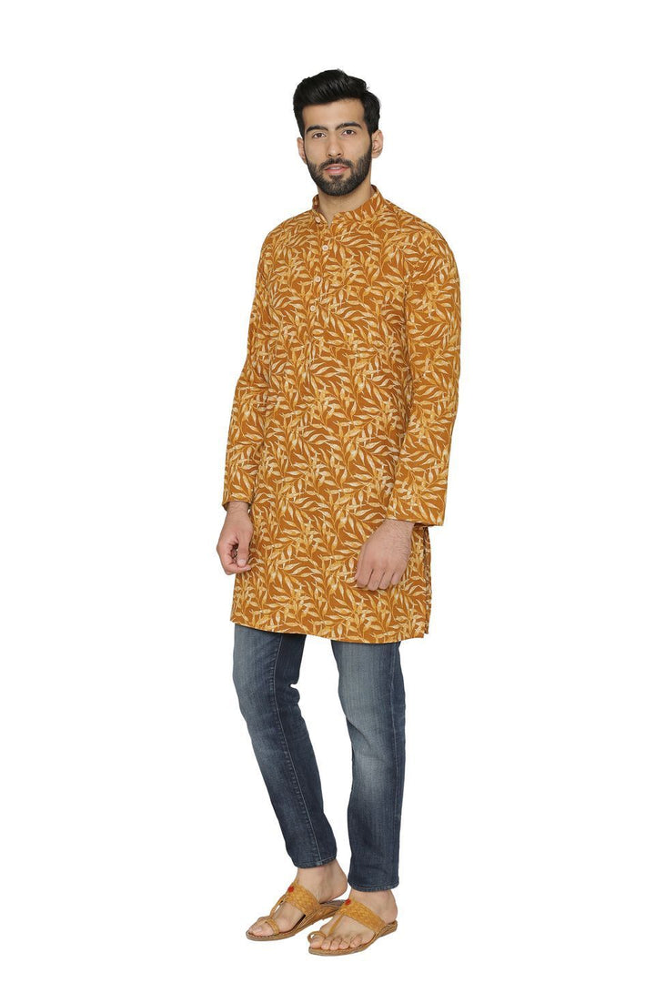 100% Cotton Yellow Long Indian Kurta