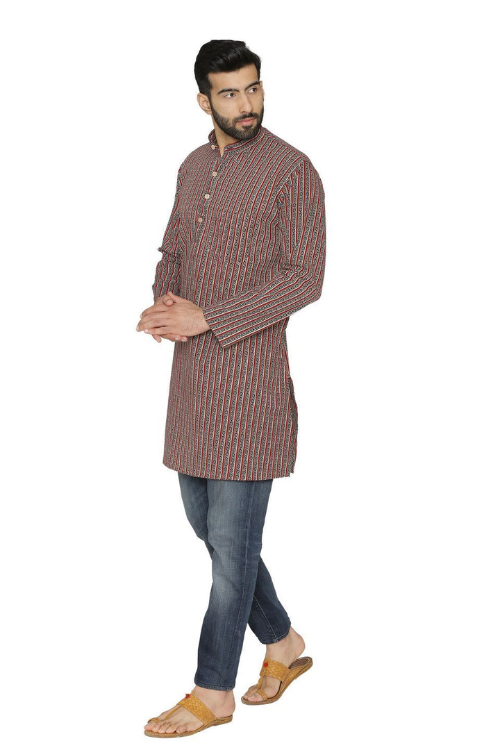 100% Jaipur Cotton Multicoloured Long Indian Kurta
