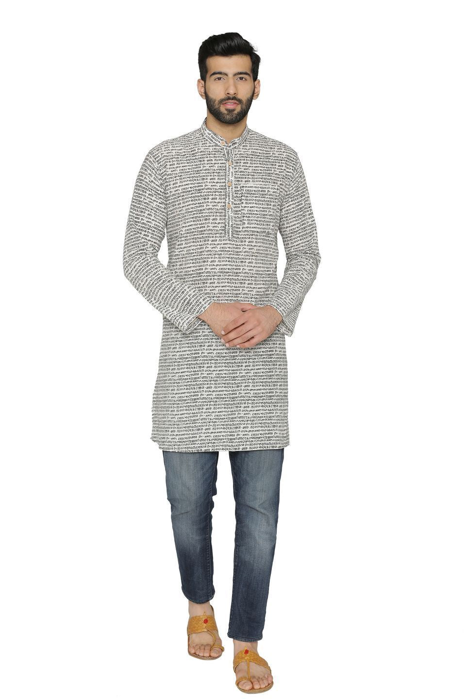 100% Jaipur Cotton White Long Indian Kurta