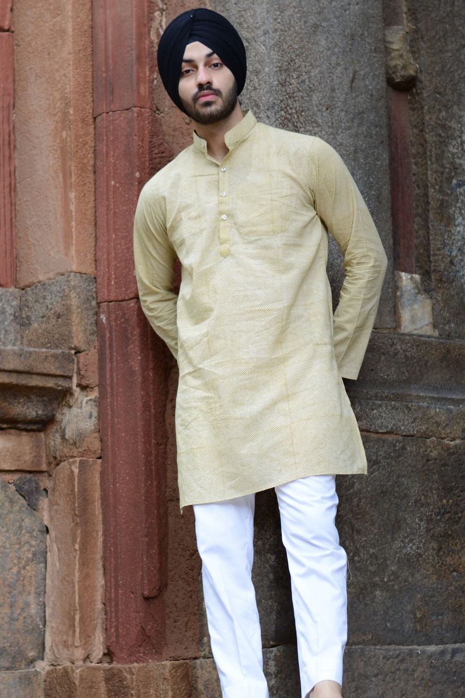 Jaipur 100% Cotton Beige Long Kurta Pajama