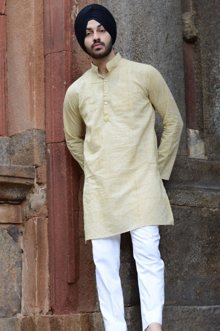 Jaipur 100% Cotton Beige Long Kurta Pajama