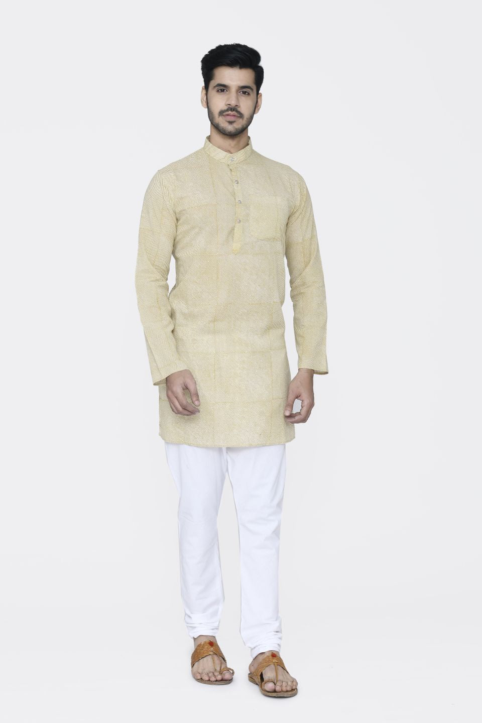 Jaipur 100% Cotton Beige Long Kurta Pajama
