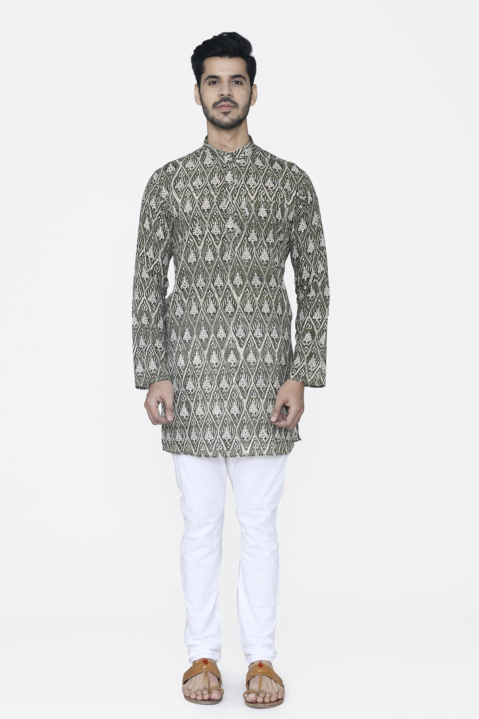 Jaipur 100% Cotton Green Long Kurta Pajama