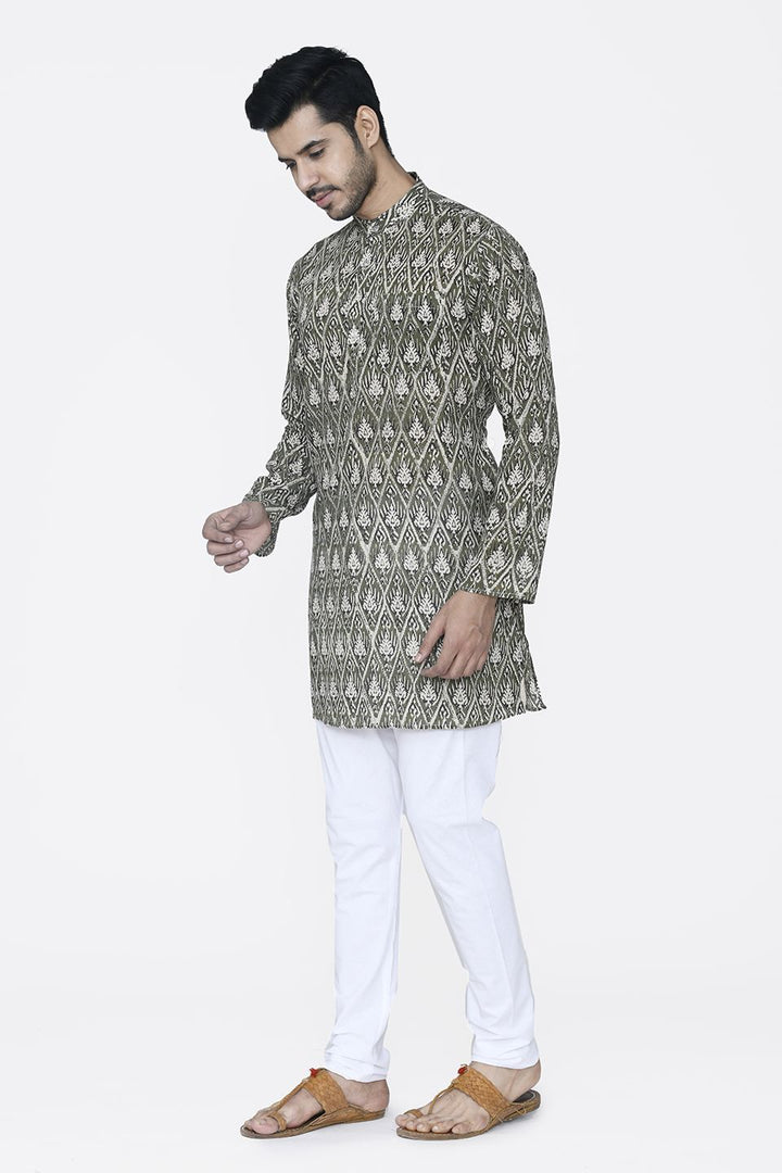 Jaipur 100% Cotton Green Long Kurta Pajama