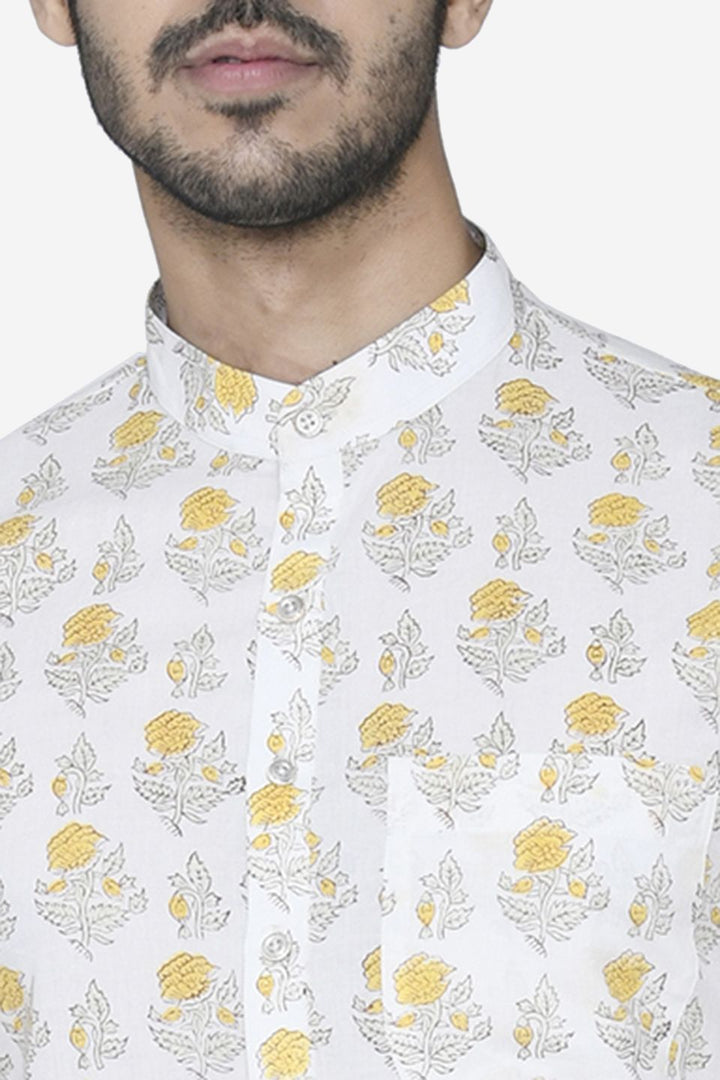 Jaipur 100% Cotton Yellow Long Kurta Pajama
