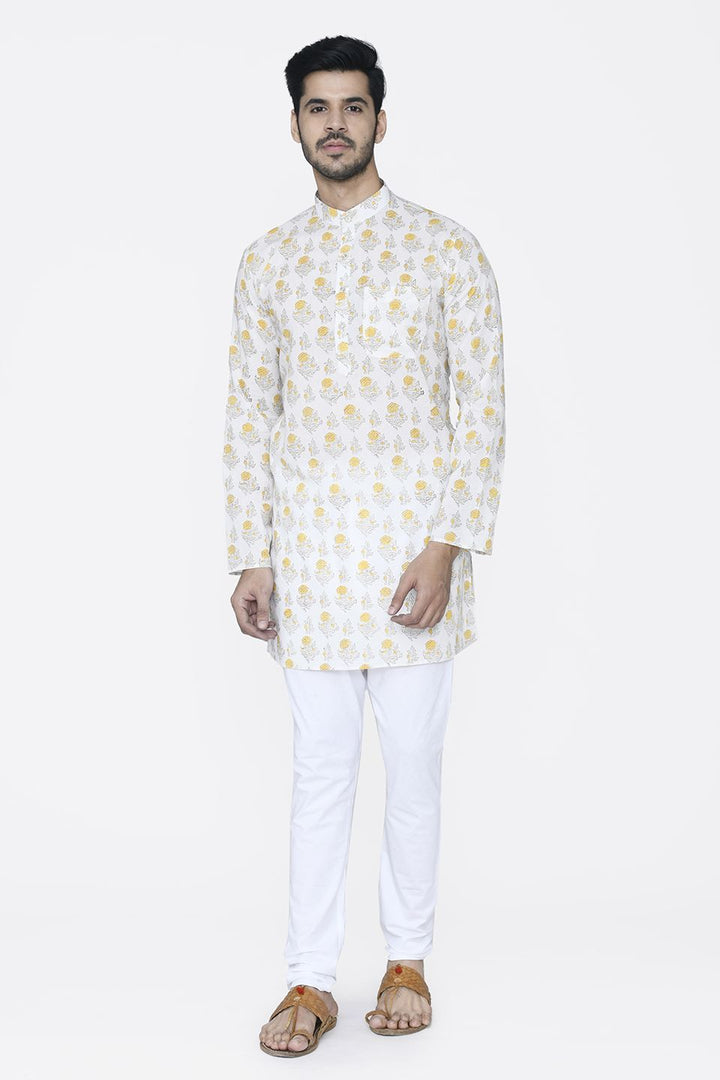 Jaipur 100% Cotton Yellow Long Kurta Pajama