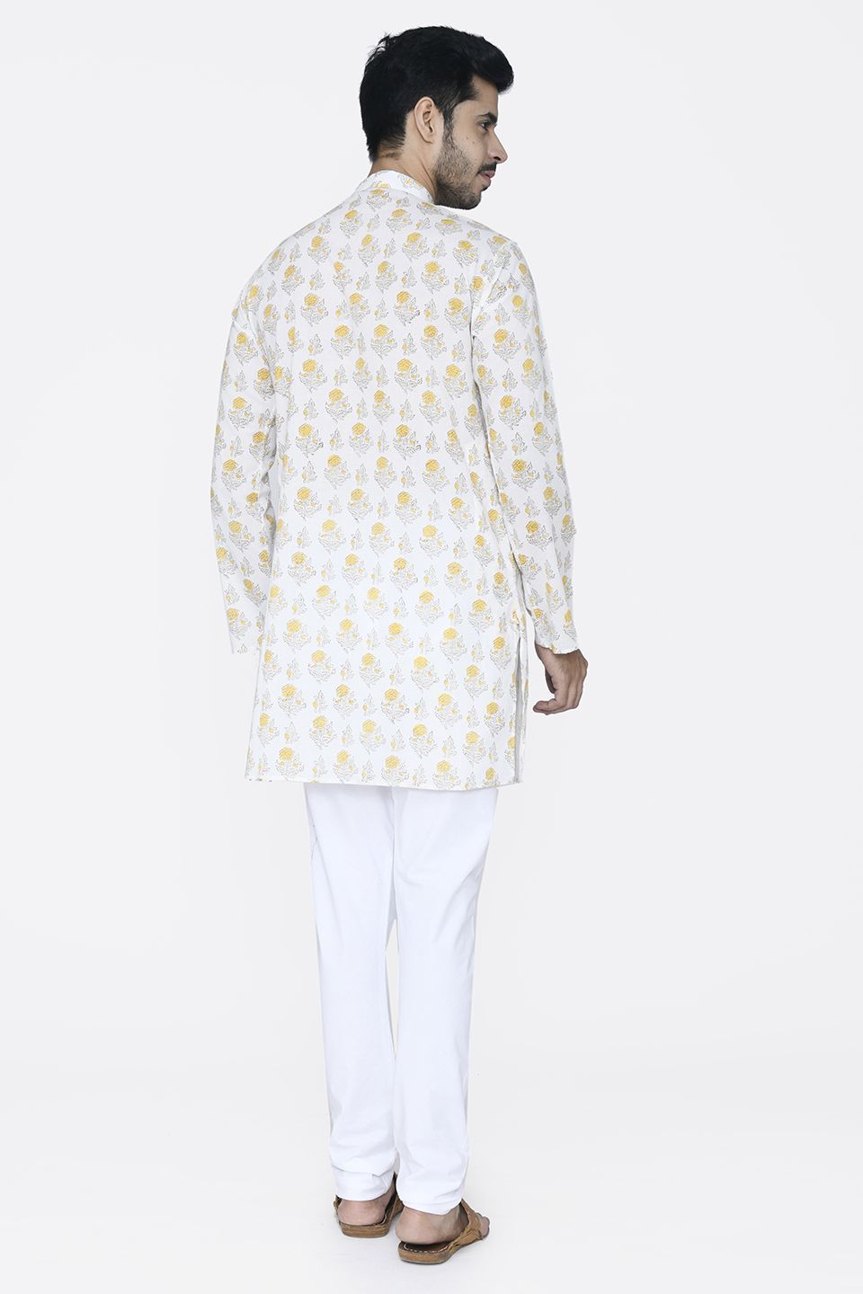 Jaipur 100% Cotton Yellow Long Kurta Pajama