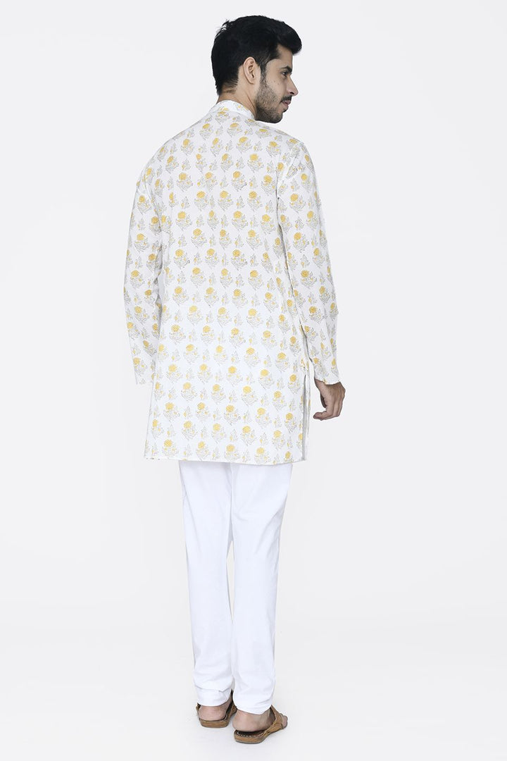 Jaipur 100% Cotton Yellow Long Kurta Pajama