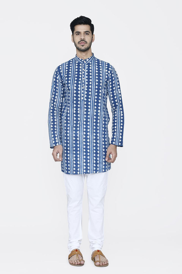 Jaipur 100% Cotton Blue Long Kurta Pajama