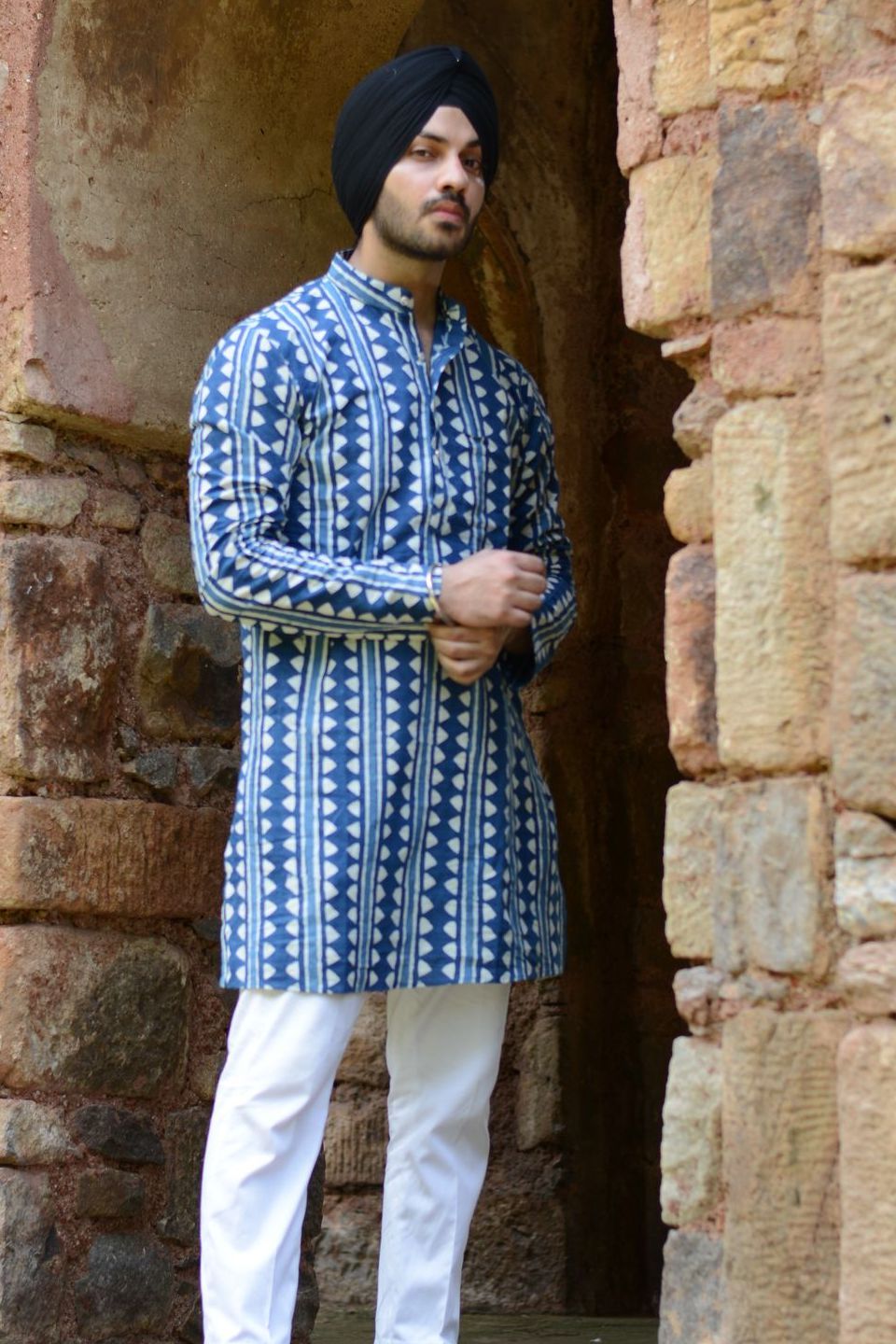Jaipur 100% Cotton Blue Long Kurta Pajama