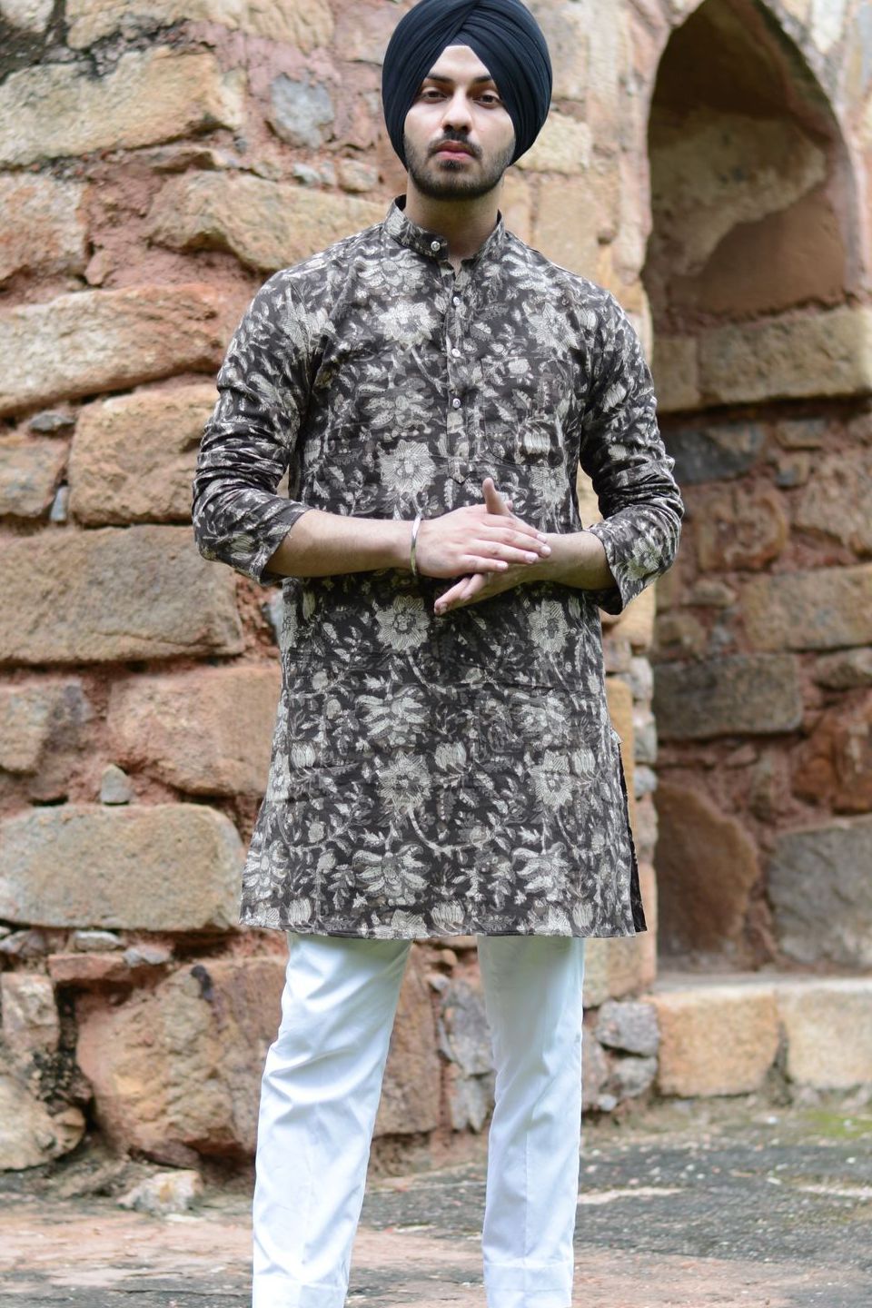 Jaipur 100% Cotton Black Long Kurta Pajama