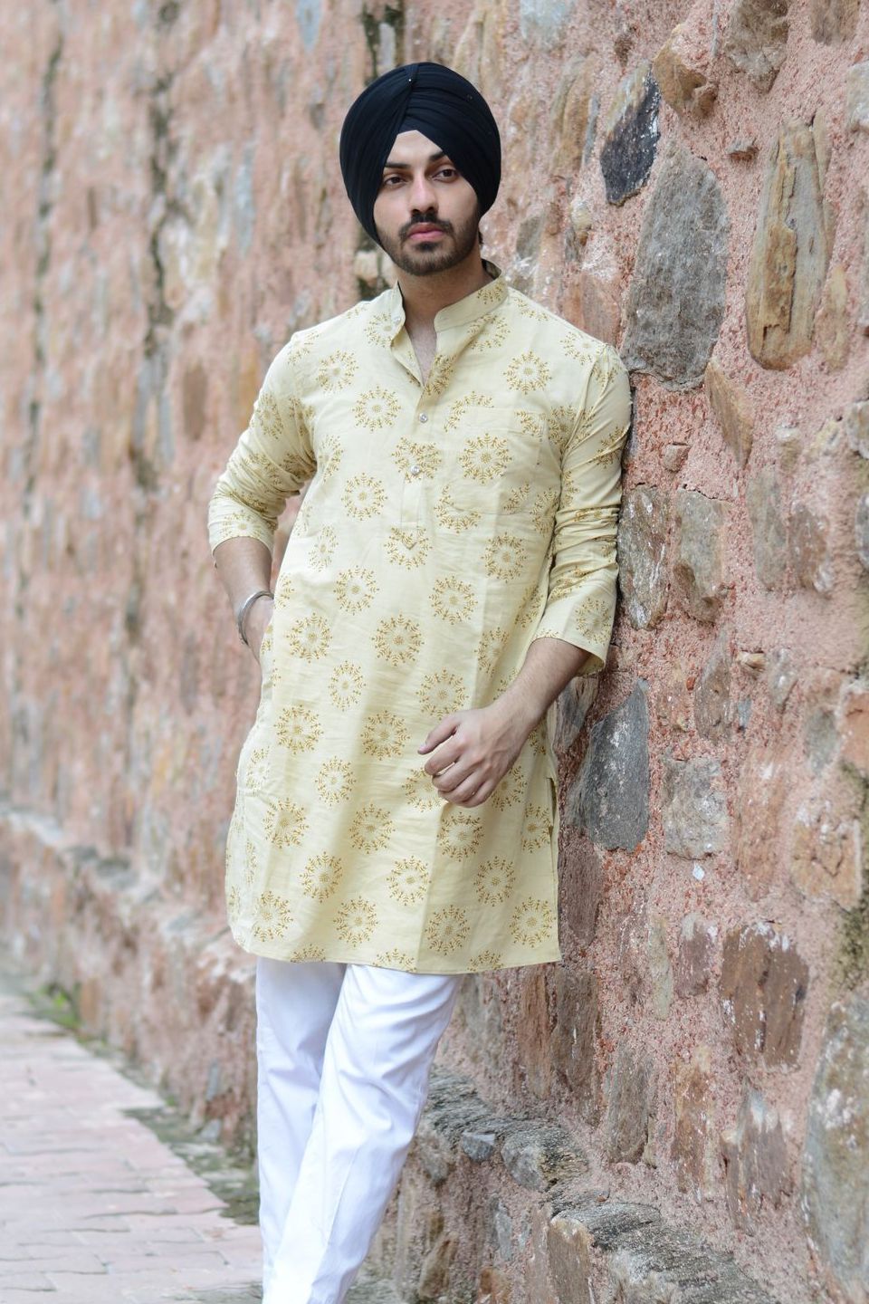 Jaipur 100% Cotton Yellow Long Kurta Pajama