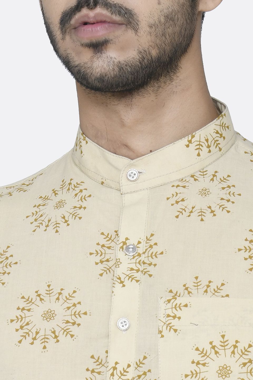 Jaipur 100% Cotton Yellow Long Kurta Pajama