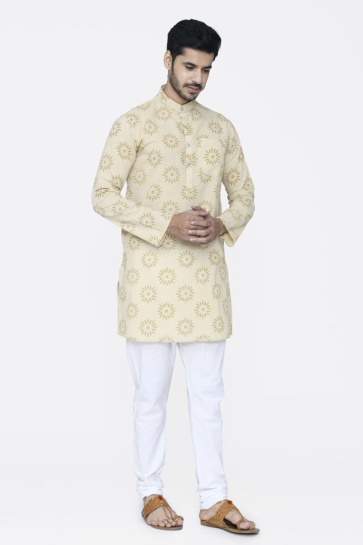 Jaipur 100% Cotton Yellow Long Kurta Pajama