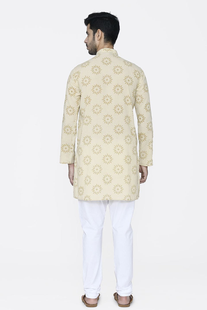 Jaipur 100% Cotton Yellow Long Kurta Pajama
