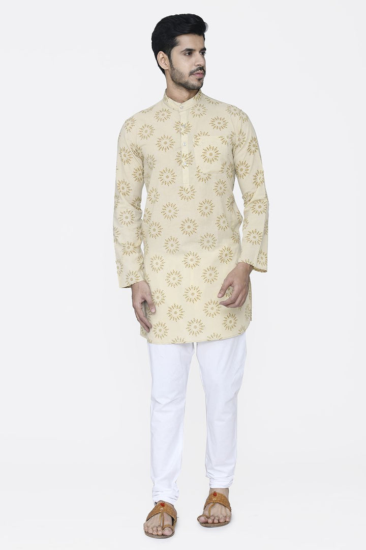 Jaipur 100% Cotton Yellow Long Kurta Pajama