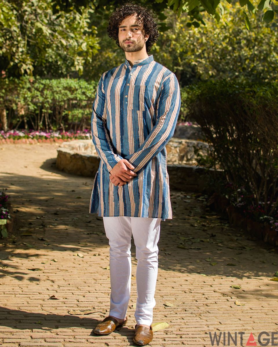 Jaipur 100% Cotton Light Blue Long Kurta Pajama