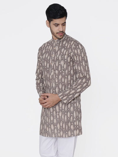 WINTAGE Men's Jaipur Cotton Festive and Casual Long Indian Kurta Sleepset: Brown