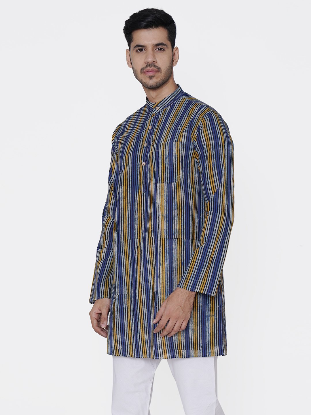 WINTAGE Men's Jaipur Cotton Festive and Casual Long Indian Kurta Sleepset: Multicolor