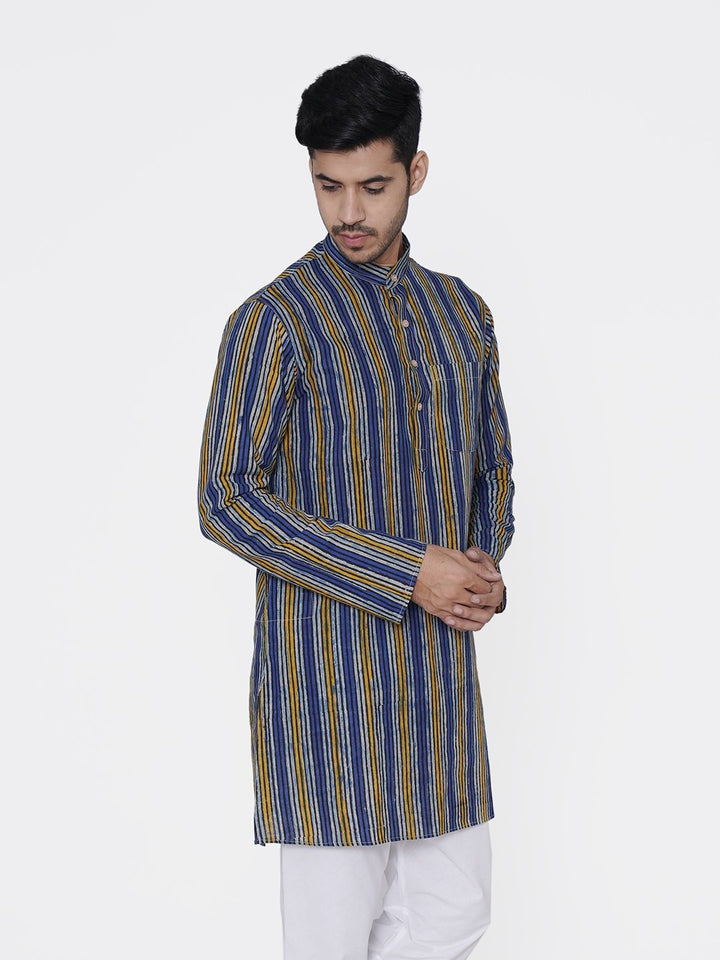 WINTAGE Men's Jaipur Cotton Festive and Casual Long Indian Kurta Sleepset: Multicolor